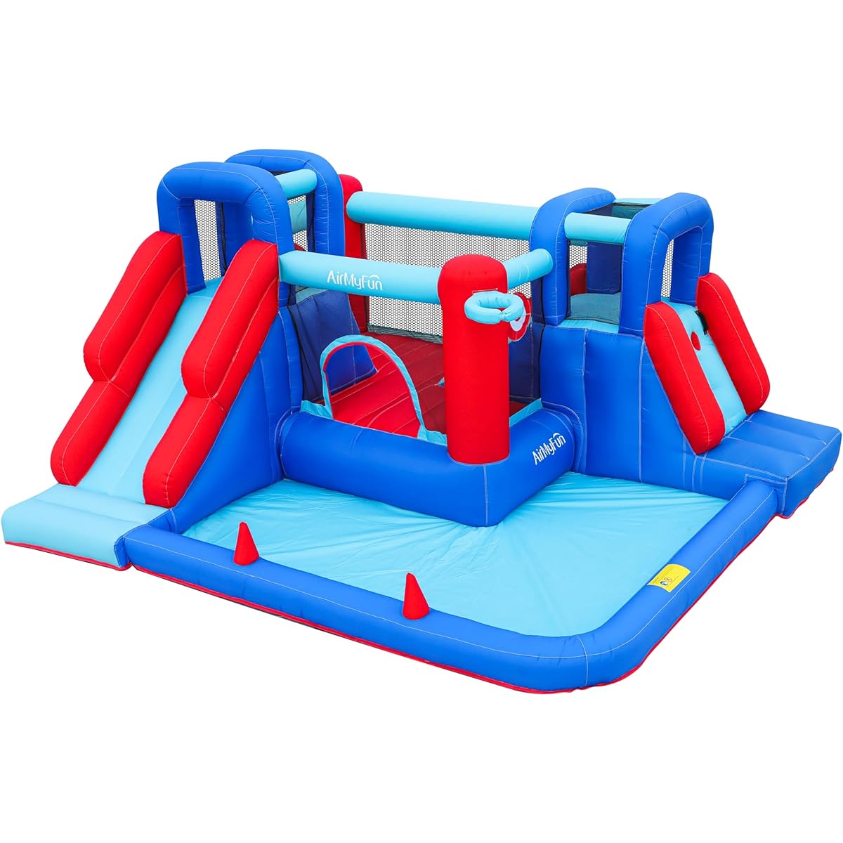 AirMyFun Bounce House Bounce Castle with Ball Pit Inflatable Kids Double Slide with Air Blower Castle Bouncer Kids Jump for Outdoor and Indoor Party