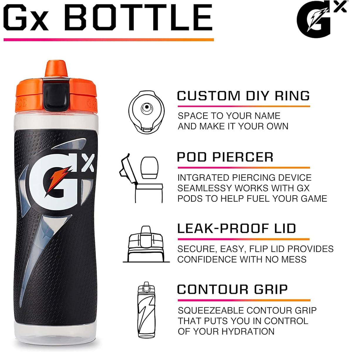 Gatorade Gx Hydration System, Non-Slip Gx Squeeze Bottles, Marble White