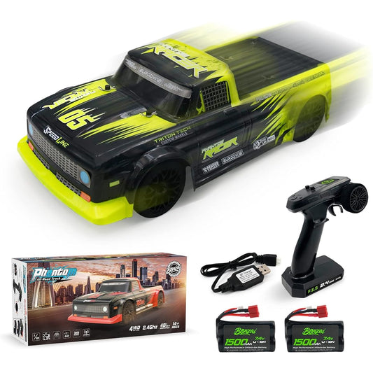 EXBONZAI Remote Control Car RC Drift Car High Speed Radio Controlled Car 1/12 Hobby Drift RC 4WD All Road 48+KM/h Car with 2 Batteries Throttle & Steering Control Remote Control Car for Boys 8-12 Years Old Adults Yellow