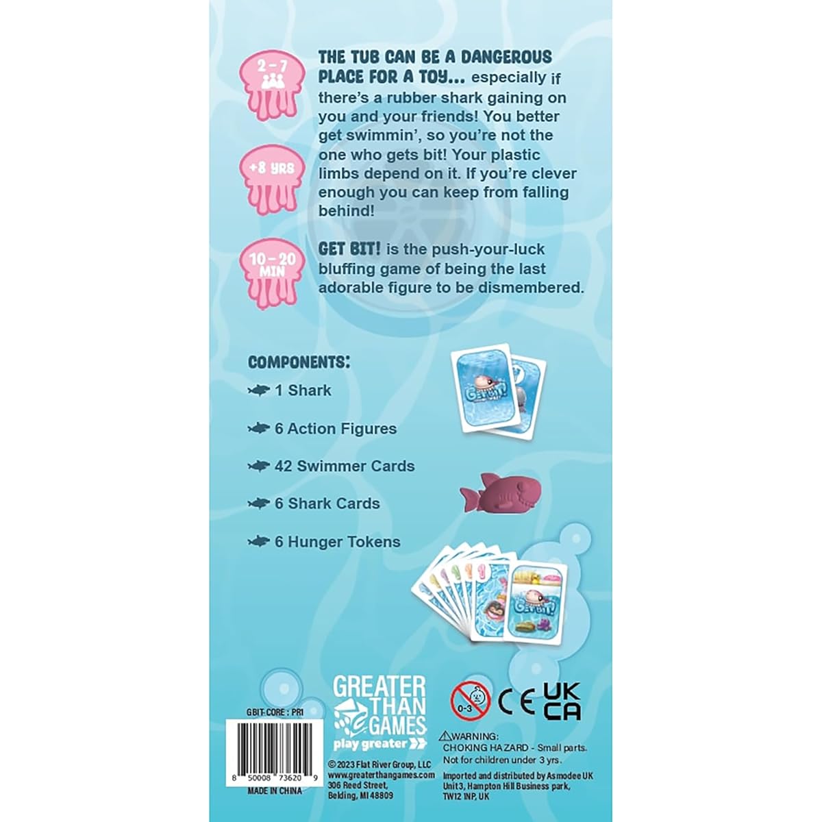 Greater Than Games: Get Bit - Family Card Game Escape The Shark Push-Your-Luck Bluff Party Game Number-Based Ages 8+ Serves 2-7 Players 10-20 Minutes
