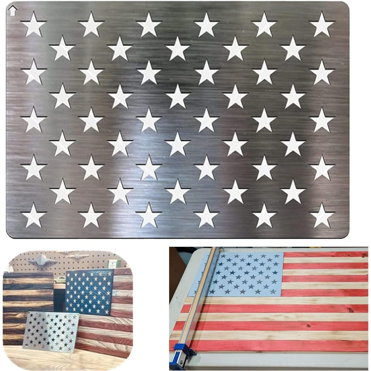 American Flag Star Stencil Stainless Steel 50 Stars American Flag Router Metal Stencil Engraving Painting Wood Fabric Wall American Independence Day Wood Art Craft