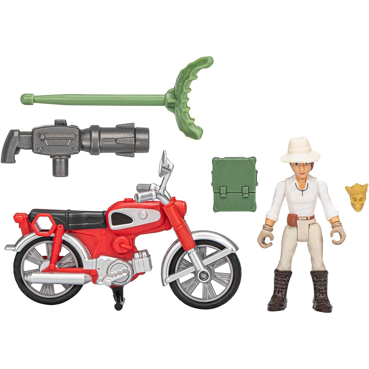 Indiana Jones World of Adventure Helena Shaw Action Figure with Motorcycle Toy 2.5" for Kids Ages 4+
