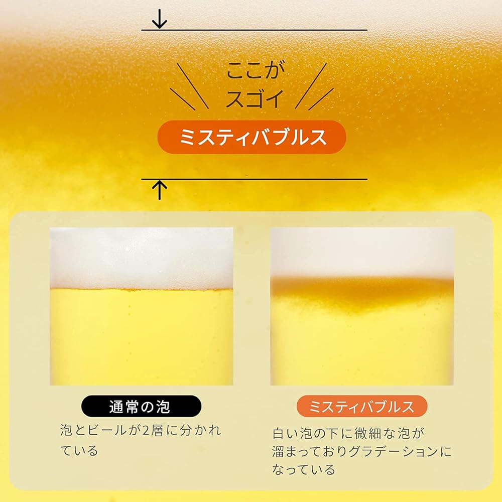 Green House Beer Server, Stand Type, Long-lasting Creamy Foam, Misty Bubbles, Built-in Rechargeable Battery, Includes Sub-Freezing Ice Pack, GH-BEERSEC-BK