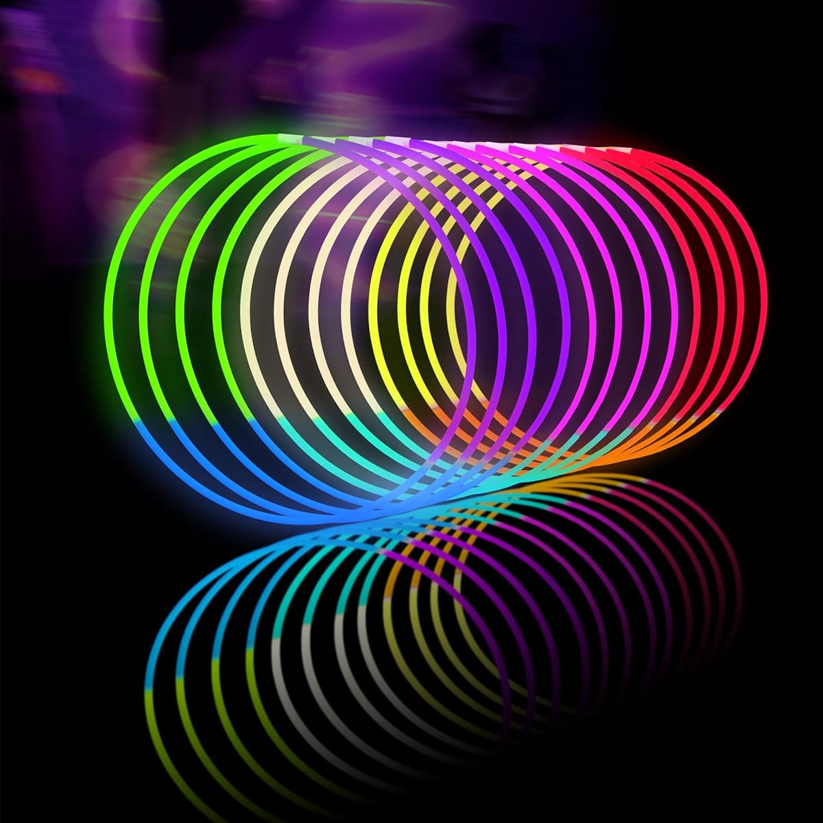 TRI-COL Glow Sticks Bulk 100pcs 22'' Glow Necklace with Connector for Pride Party Festival Rave Birthday Wedding