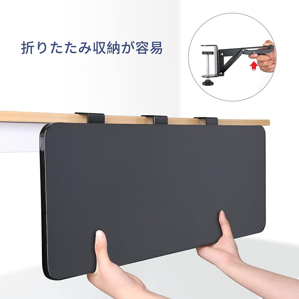 Desk Extender Super Stable Upgrade 3 Clamps: WiViVi 25*75 Foldable Desk Expansion Clamp Retrofit Keyboard Tray Extension Table Relieve Fatigue Easy to Install Elbow Rest Board (Carbon Black, 25*75)