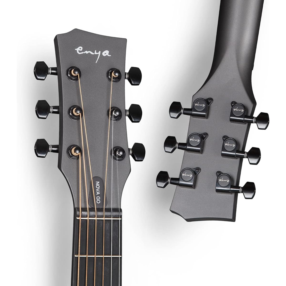 Enya Nova Go SP1 Acoustic Electric Guitar, Carbon Integrated Mini Guitar with AcousticPlus Pickup, Includes Guitar Case and Guitar Straps (Black)