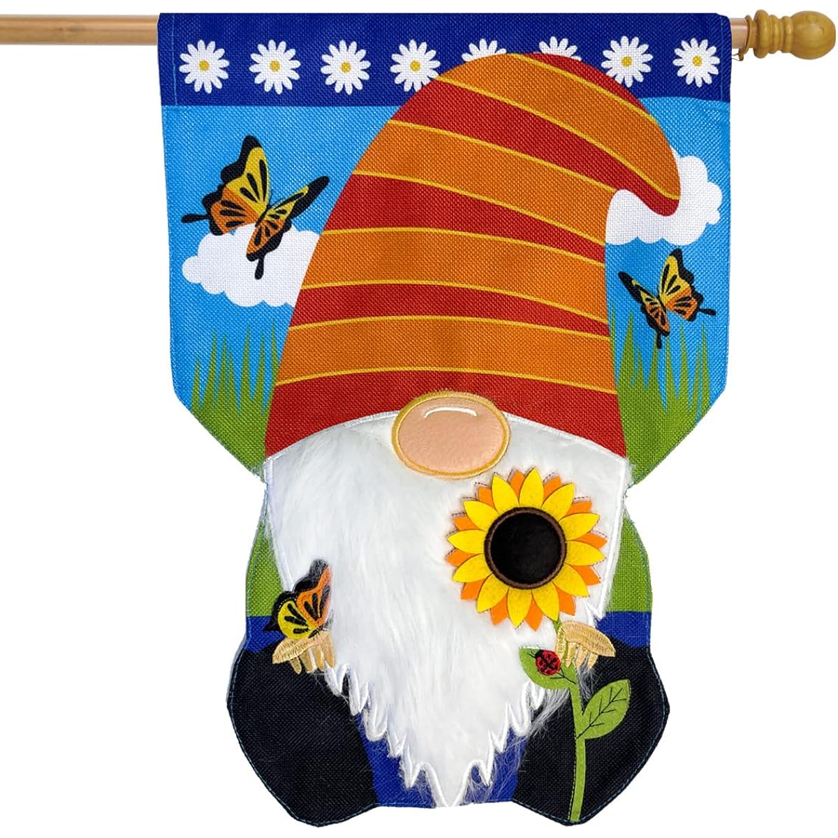Briarwood Lane Home Sweet Home Gnome Spring Burlap House Flag 28" x 40"