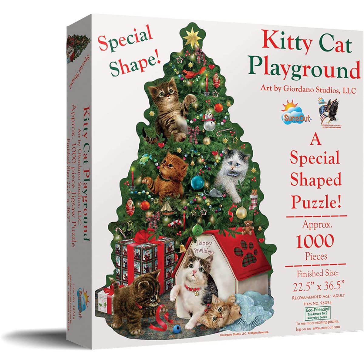 SUNSOUT INC - Kitty Cat Playground - 1000 Piece Special Shape Jigsaw Puzzle Artist: Giordano Studios - Finished Size 22.5" x 36.5" Christmas - MPN# 96094