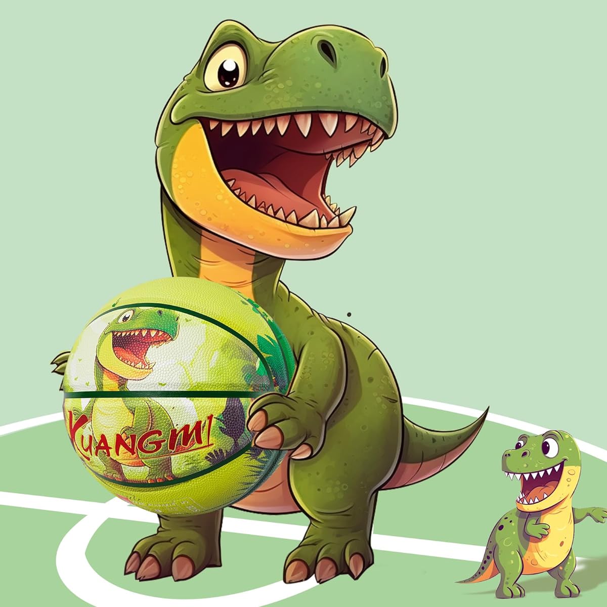 Kuangmi Cute Funny Animal Basketball, Kids Size 4 (20.6cm), Youth Size 5 (22cm) for Boys Girls Junior Teenagers, Indoor & Outdoor, Play/Game/Training Ball