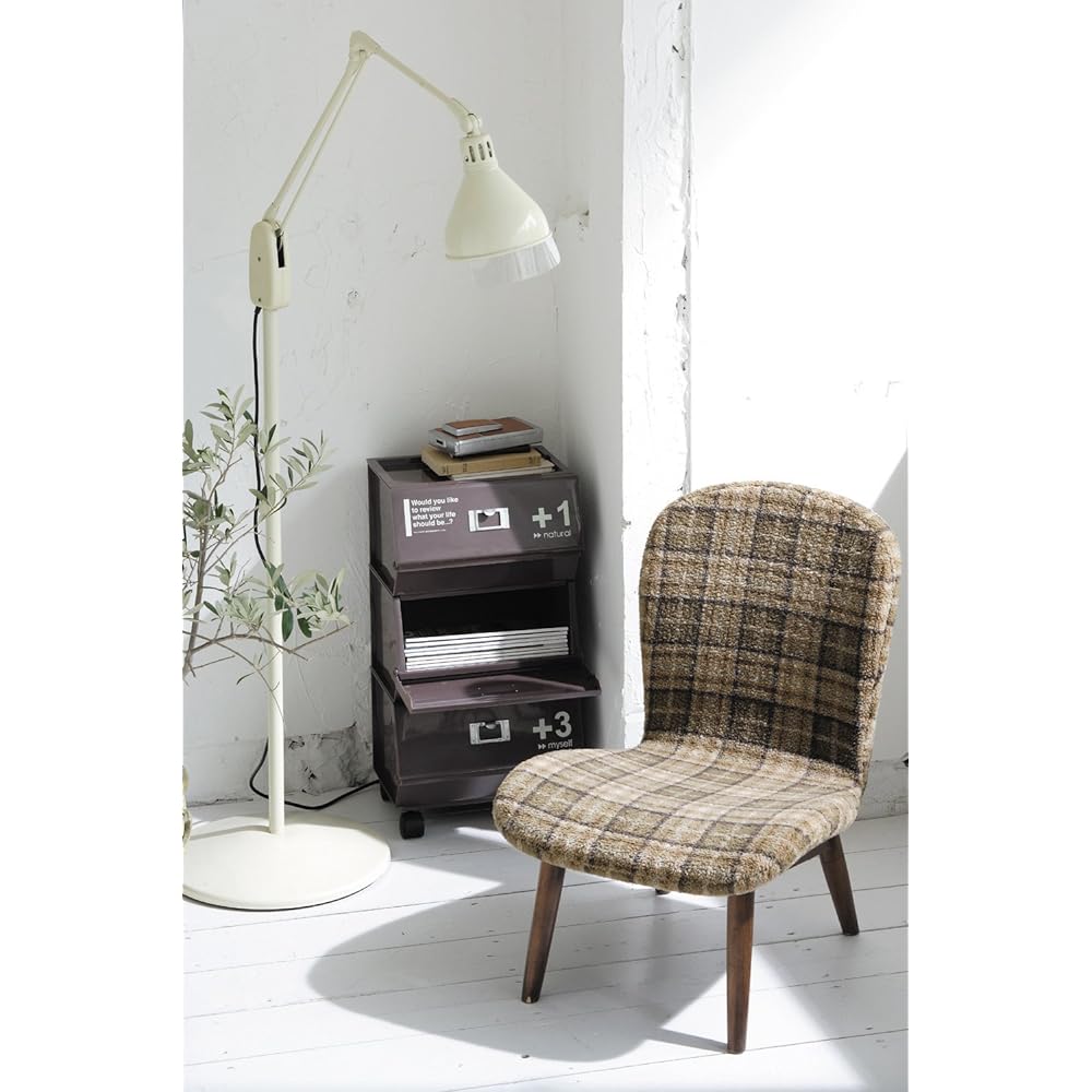 Like-it Rack with Door, Joint Rack, 3 Tiers, with Casters, Cafe Style, Brown, Width 33.7 x Depth 26 x Height 63 cm, Made in Japan CFS-15