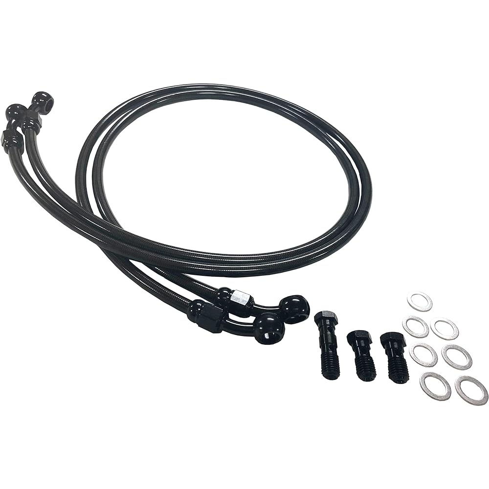 ALCANHANDS Black Mesh Brake Hose Set CB400SF (Super Four) Ver.R/Ver.S NC31 10cm Long MS108B10