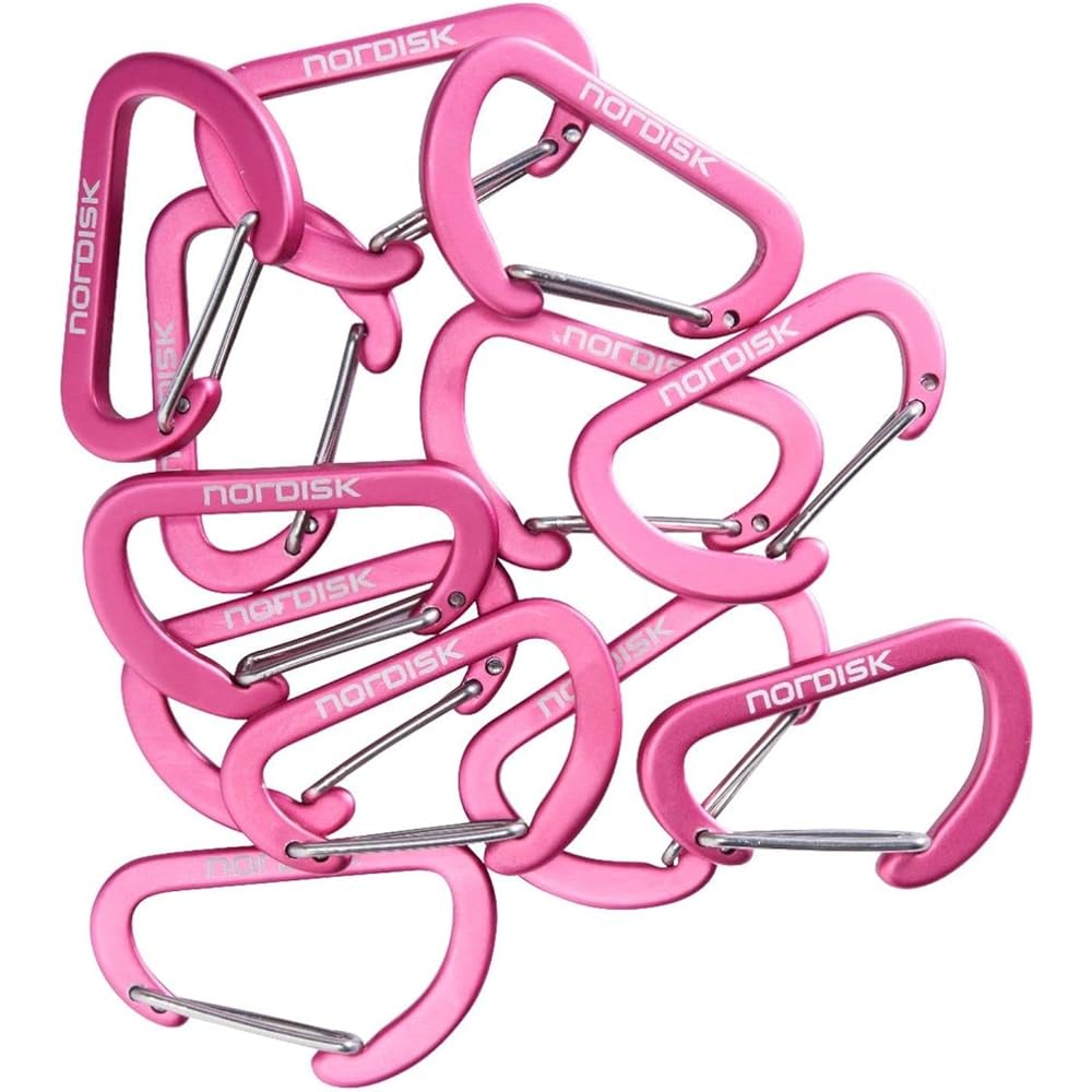 NORDISK Outdoor Camping Carabiner Set of 12 Mini Hooks Cherry 4 x 2.5 cm [Genuine Japanese Product] 148081