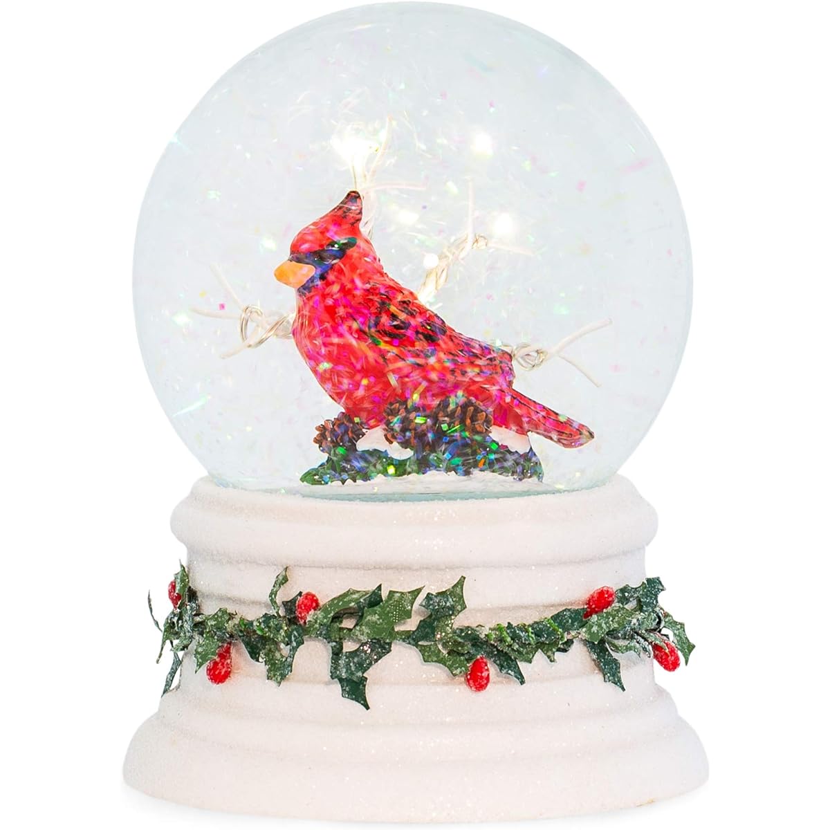 Roman LED Tree Cardinal Dome White Base/Holly Trim B/O W/O