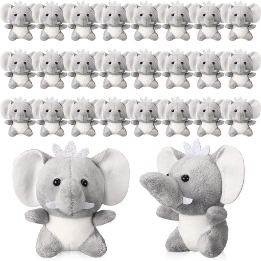 Wettarn 24 Pieces Mini Elephant Stuffed Toys 3.1 Inch Cute Elephant Stuffed Animals Baby Shower Boys Girls Elephant Theme Birthday Party Gift Bedroom Living Room Decoration
