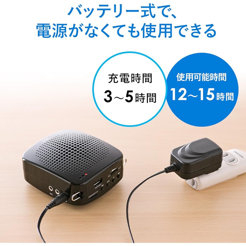 Sanwa Direct Portable Loudspeaker [BGM can be played by simultaneous music playback! ] With microphone, USB/microSD compatible, hands-free, maximum 10W, small size 400-SP065