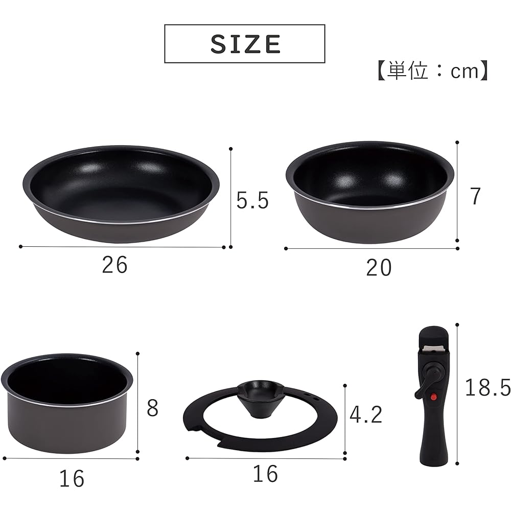 Takeda Corporation [Frying pan/pot/removable handle] Gray IH diamond coat pan 5-piece set IHD-5PSGRY Approximately width 28.5 x depth 12 x height 28.5 cm