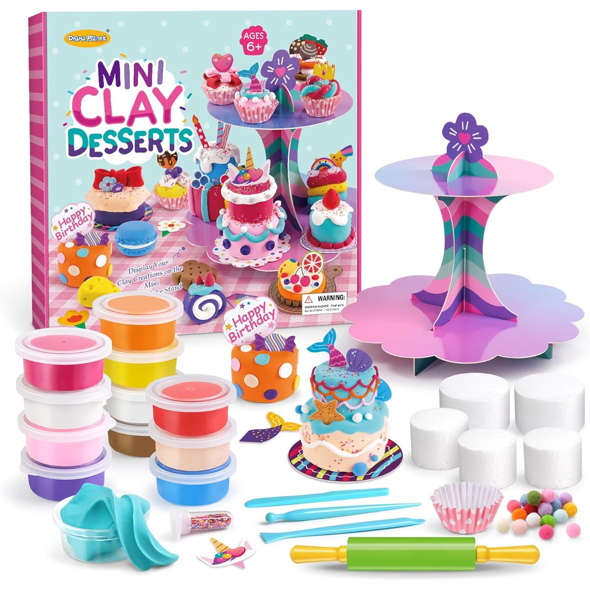Drama Planet Craft Kit for Kids - Make Mini Desserts with Air Dry Clay - Clay Making, Art Activities, Great Gifts for Girls