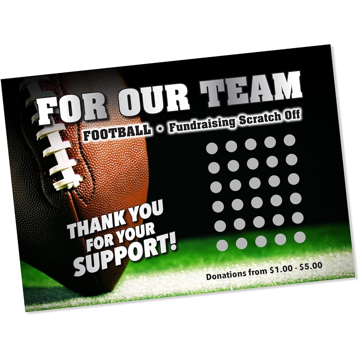 Our Team Football Fundraising Scratch Off Cards