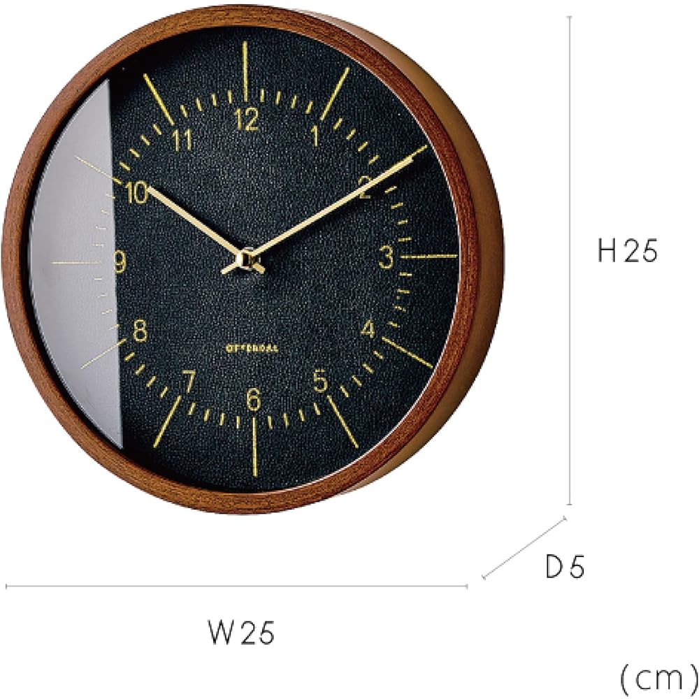 Interform Wall Clock Radio Clock Brandeff CL-3354BK Leather Black Synthetic Leather Wood Gold 25cm