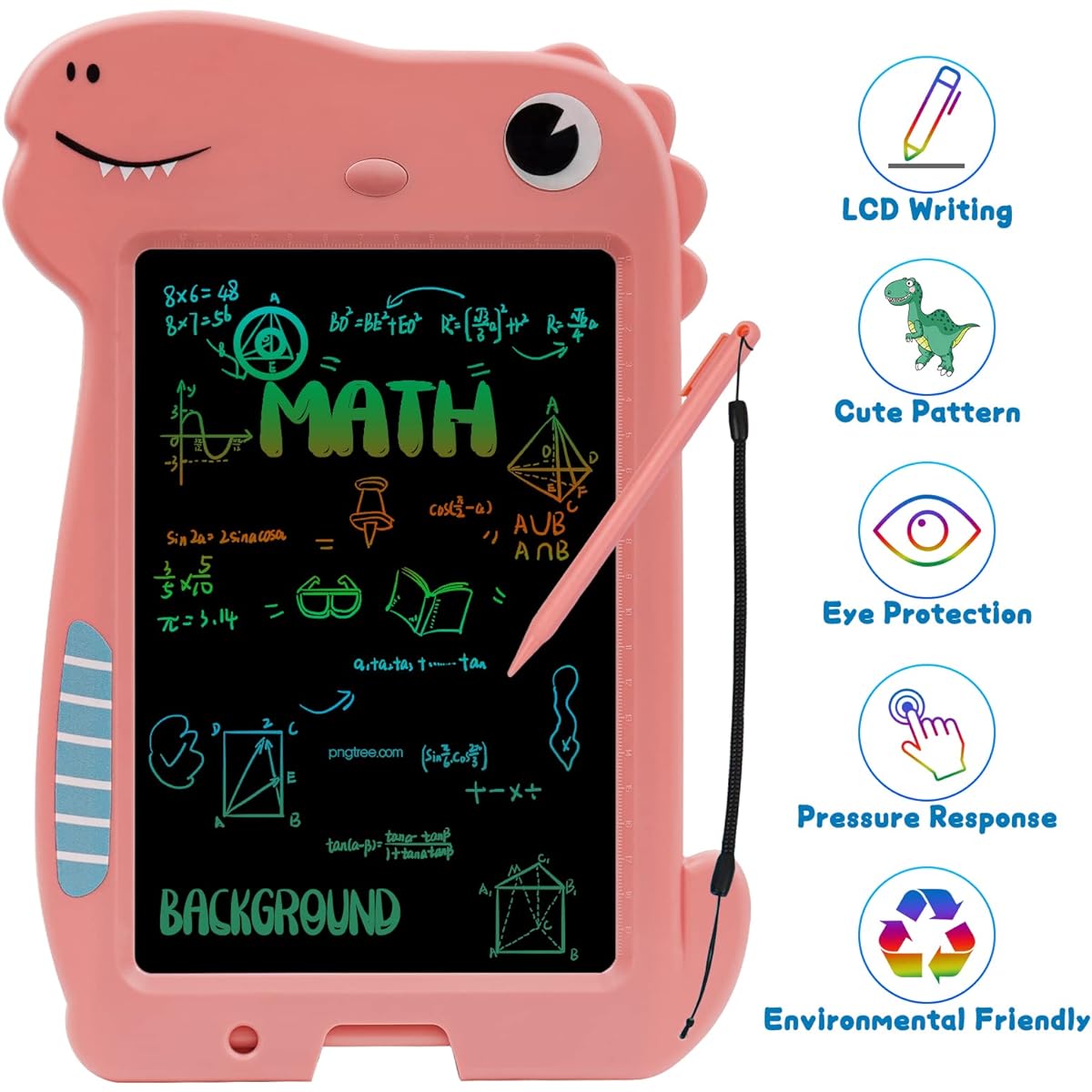 LCD Writing Tablet Doodle Board 10 Inch Colorful Doodle Board Drawing Pad for Kids Erasable Reusable Electronic Drawing Pad Learning Educational Toy for 3 Years Old 4 Years Old 5 Years Old 6 Years 7 Years Old Boys Girls (Pink)