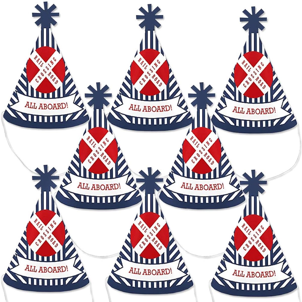 Big Dot of Happiness Train Party Crossing Mini Cone Steam Train Birthday Party or Baby Shower Hats Small Party Hats Set of 8