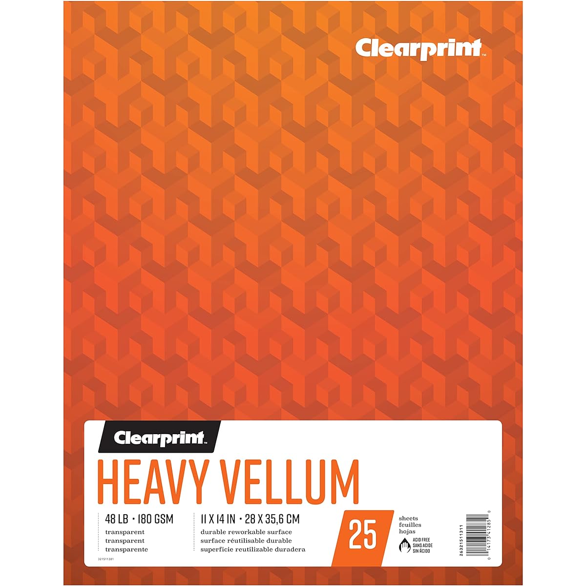 Clearprint Heavy Vellum Pads 48 lbs 180GSM 11 x 14 inches 25 per pad 1 each (26321511311)