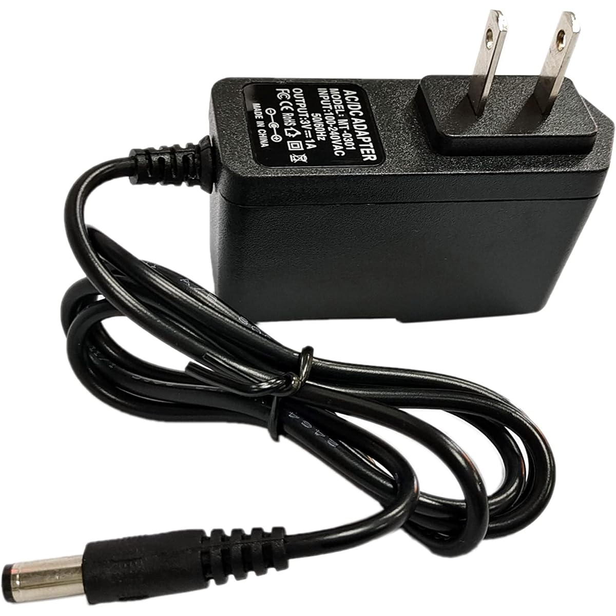 MTYTOT 3 Volt 1A Power Supply 3W Power Adapter 100-240V AC to DC 3 Volt 1amp 0.8A 0.5A 450mA Converter Transformer Plug Tip: 5.5mm x 2.5mm