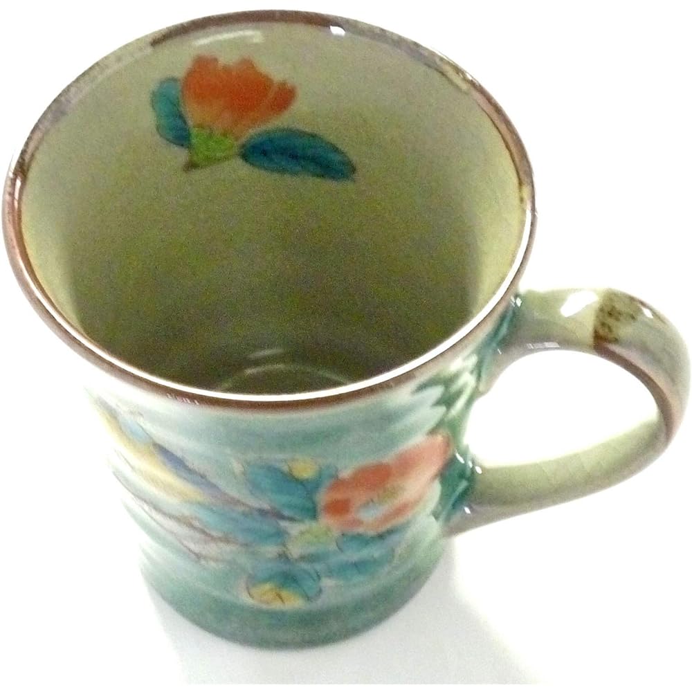 Kutani ware [mug] camellia and bird "middle picture"
