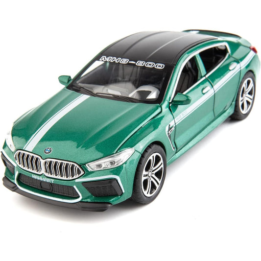 BDTCTK 1:32 BMW M8 Model Car Toy, Zinc Alloy Pull Back Toy Car with Sound and Lights for Children Boys Girls Gift (Green)