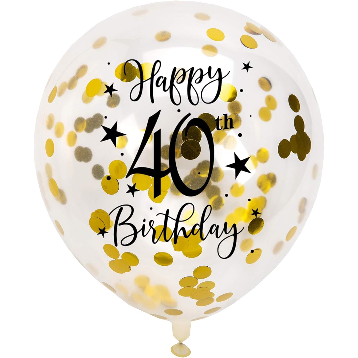 Gold 40th Confetti Latex Balloons for Women or Men Happy 40th Birthday Party Balloons with Confetti, 12 Inch, Pack of 16