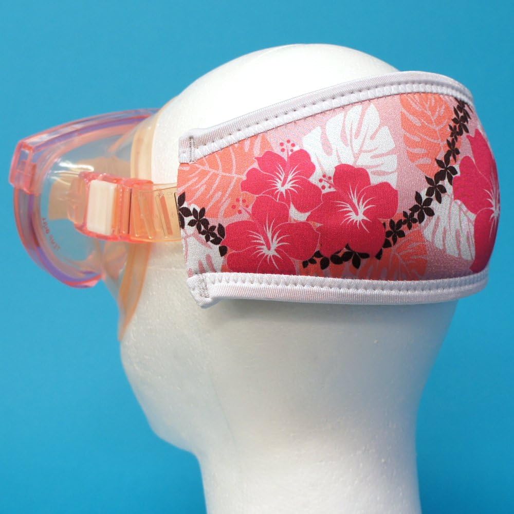 SeaCanary Snorkeling Diving Mask Strap Cover Hawaiian Hibiscus Pink