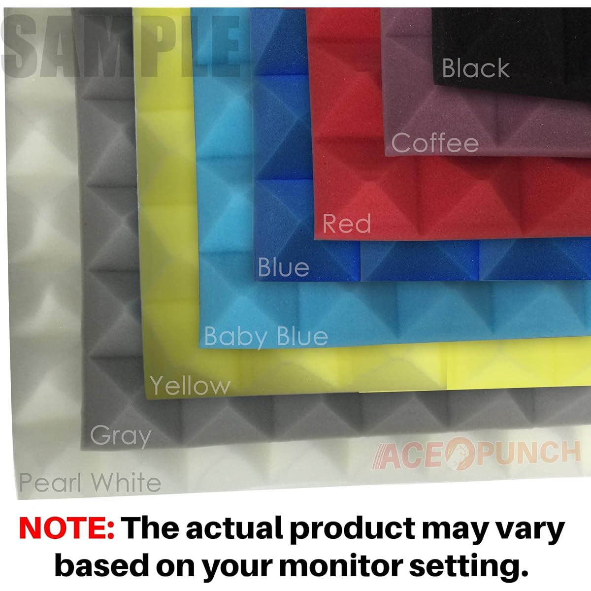ACE Punch 8 Pack Pyramid Acoustic Foam Panels DIY Design Studio Soundproofing Wall Tiles Sound Insulation with Free Mount Tabs 9.8" x 9.8" x 1.9" AP1034 9.8" x 9.8" x 1.9"