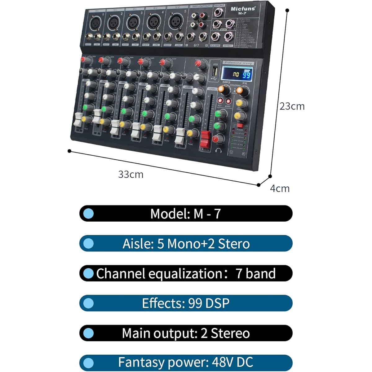 Micfuns M7 Unpowered Recording Mixer (F7)
