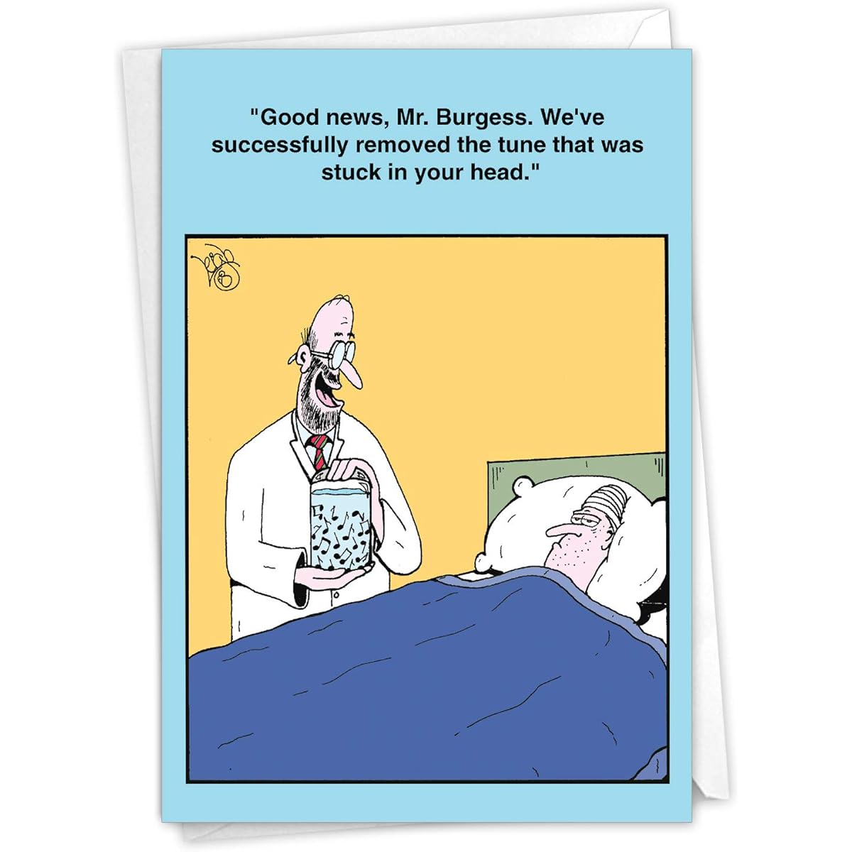 NobleWorks - Funny Get Well Hospital Card - Cartoon Surgery, Pleasant Greetings - Ear Worm Manipulation C3670GWG