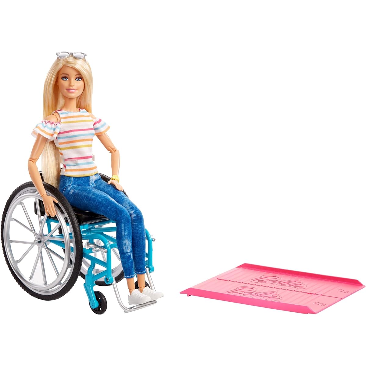 Mattel - Barbie Fashionista: Striped Shirt and Jeans with Wheelchair and Ramp, Blonde
