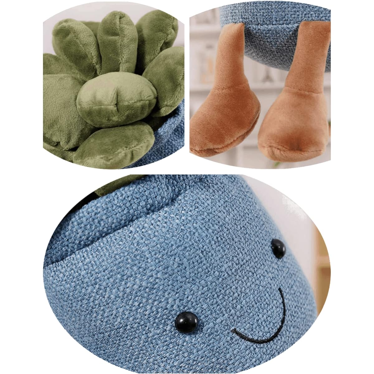9.8inch Super Cute Tulip Flower Pot Plush Pillow Smile Face Flower Creative Soft Plant Stuffed Animal Room Decor Family Birthday Gift (6.Green)