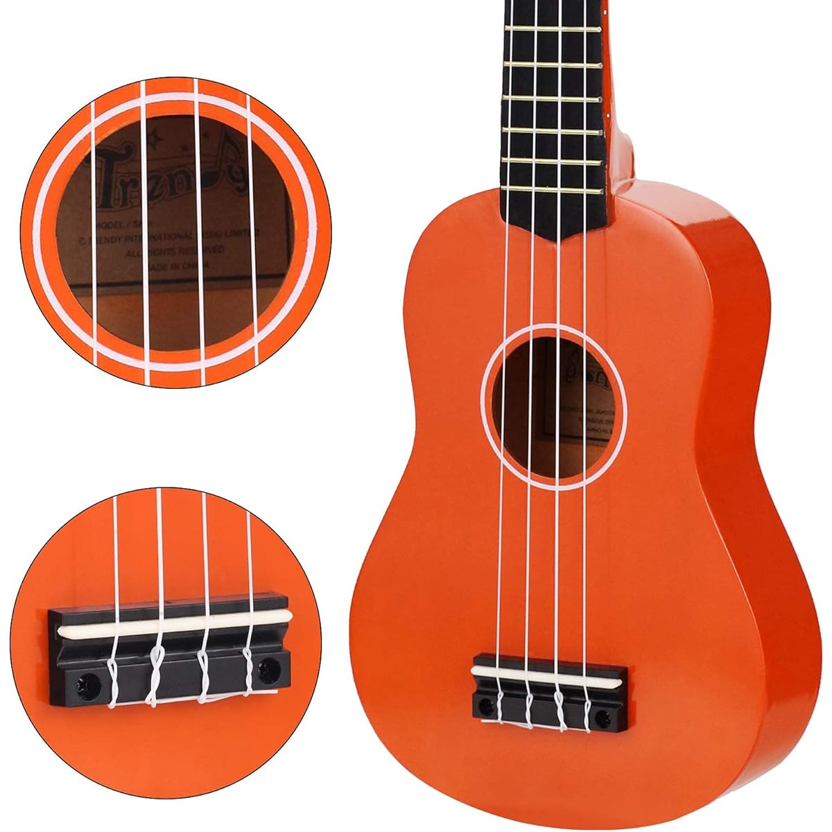 Trendy Soprano Ukulele for Beginners 21 Inch Hawaiian Ukulele for Adults and Students with Gig Bag (Orange)