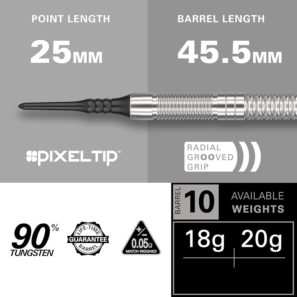 Target Darts Crux 10 20G Tungsten 90% Soft Tip Dart Set