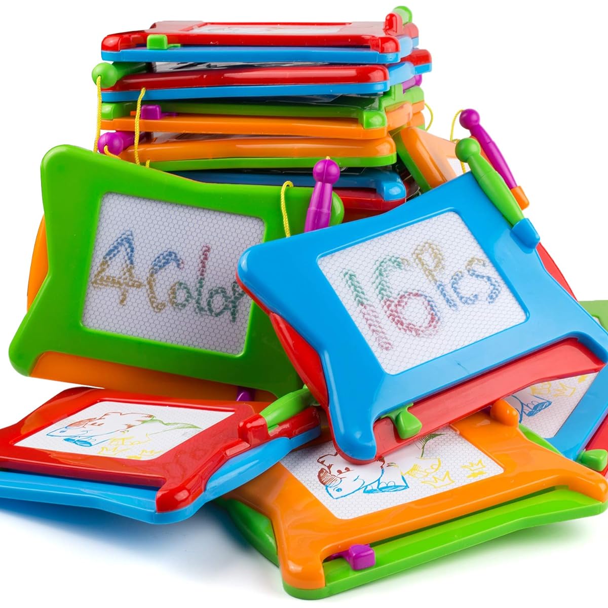 16 Pieces Mini Magnetic Drawing Board 4 Colors Travel Size Erasable Doodle Magnaboard Toys Small Writing Paint Sketch Pad Education Learning Classroom Prizes for Toddlers Boys Girls Kids