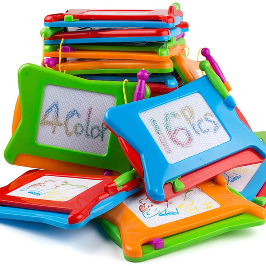 16 Pieces Mini Magnetic Drawing Board 4 Colors Travel Size Erasable Doodle Magnaboard Toys Small Writing Paint Sketch Pad Education Learning Classroom Prizes for Toddlers Boys Girls Kids