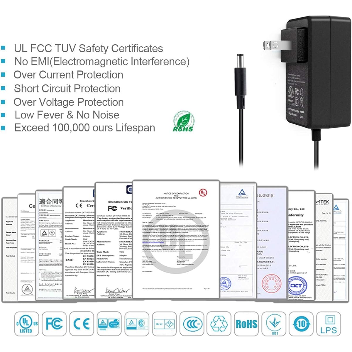 UL Listed GOOKYO 5V 4A Power Supply 5VDC 4000mA Wall Charger Multi-chip Switching Replacement AC Adapter Compatible with DC5V Devices such as Jetson Nano, Atomic Pi, USB Hub, Cable Box, DAC, etc. Power Supply