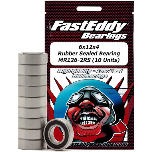 FastEddy Bearing 6x12x4 Rubber Sealed Bearing MR126-2RS (10 Units)