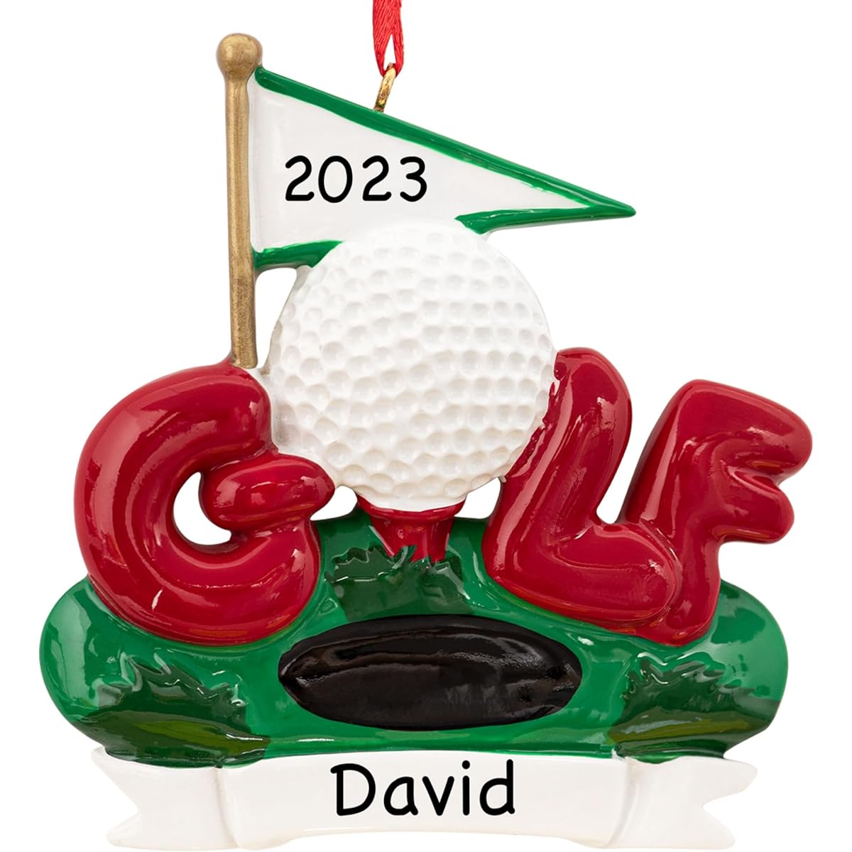 UniqXmas Personalized Golf Christmas Ornament 2023 - Free Customization | 18 Hole in One Ball and Flag Decoration for Christmas Tree - Golfer Golf Player Gift | Custom Unique Keepsake