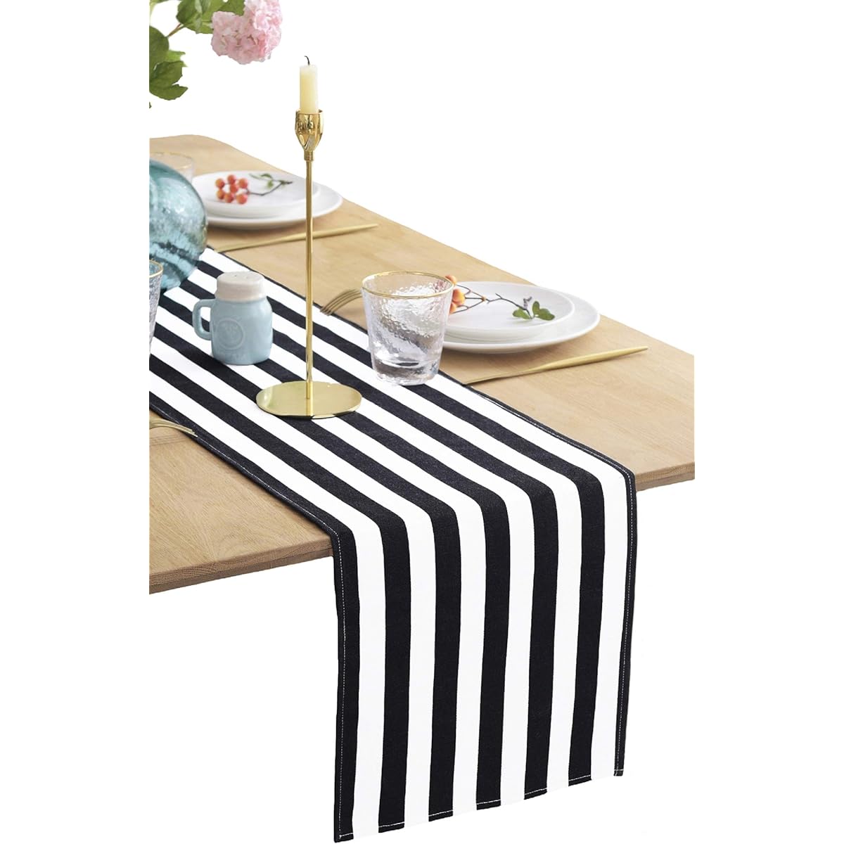 d wash or delicate cycle is best. Do not soak for long periods of time. Do not bleach. Hang dry in a well-ventilated place. Wrinkles may occur after washing machine. We highly recommend ironing the table runner on low heat before placing it on the table.
