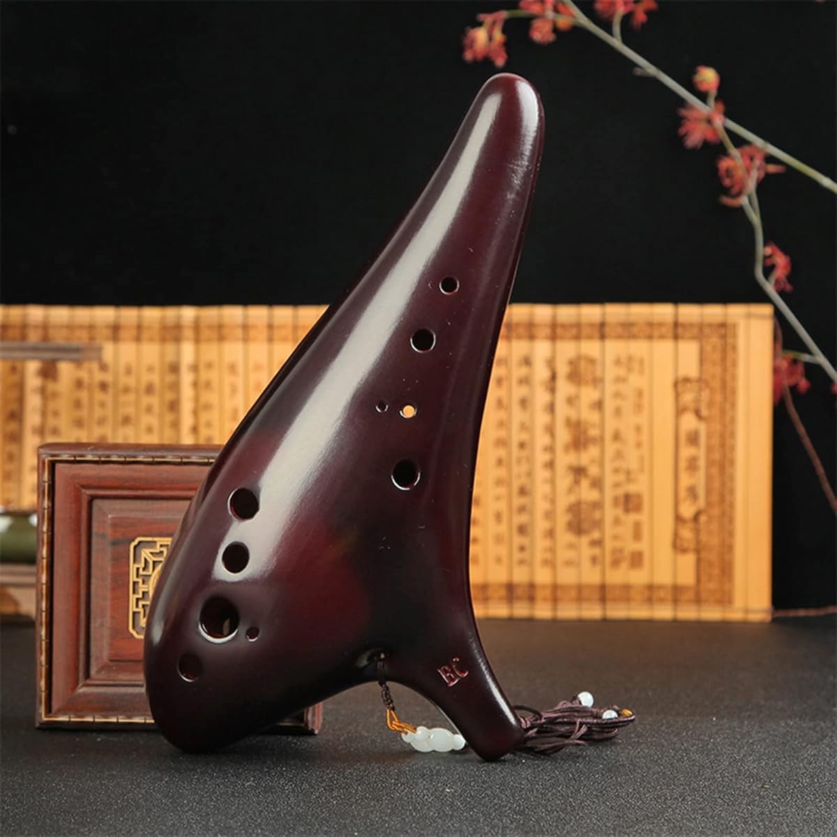 Professional 12 Holes Bass C Tune Ocarina Smoked Ceramic Ocarina BC Tune Ocarina Musical Instrument Ocarina Instrument