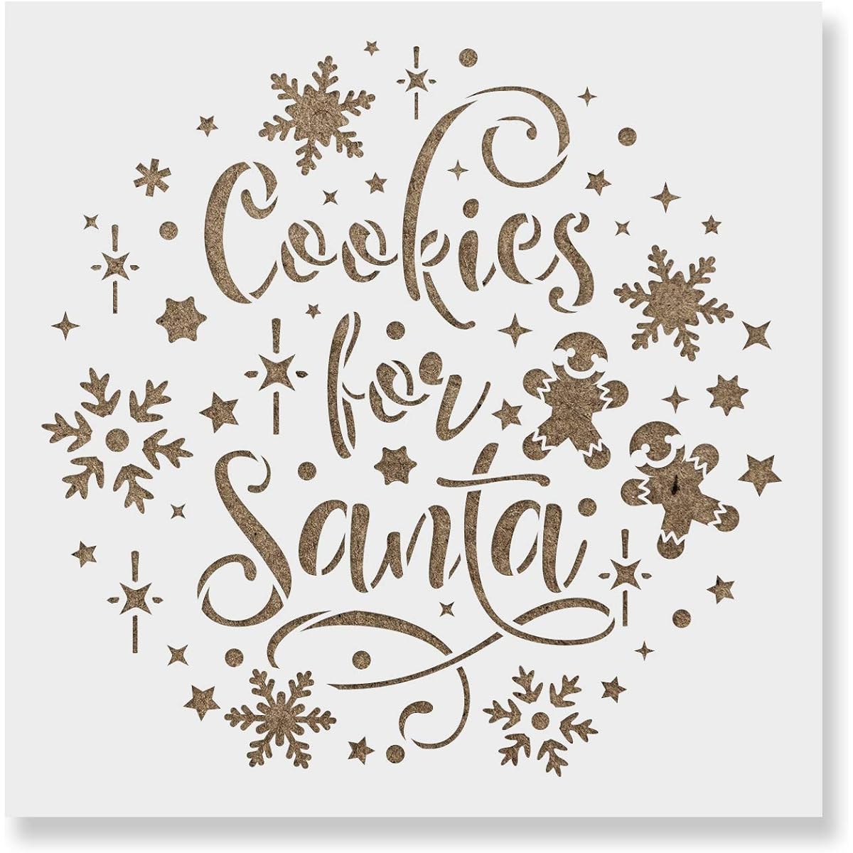 Cookies for Santa Gingerbread Stencil, Reusable Stencil for Painting, Making DIY Cookies, Santa Gingerbread Home Decorations, 30"x30" White