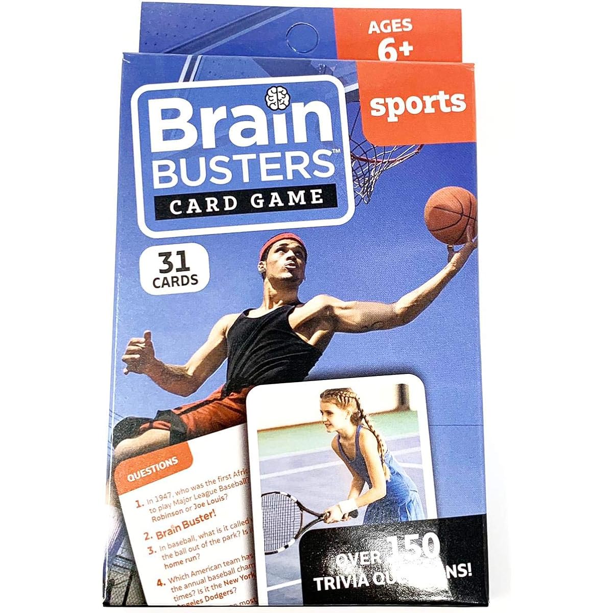 Brain Busters Card Games - Sports - 150+ Trivia Questions - Educational Flashcards