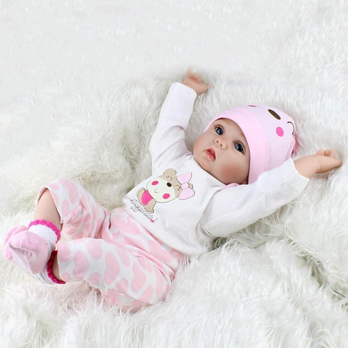 PUERI Baby Doll, Newborn Doll, Reborn Doll, Silicone, Cute, Soft, Huggable Doll, Realistic, Reborn Baby Doll, Reborn Baby, Baby Care Practice, 55cm