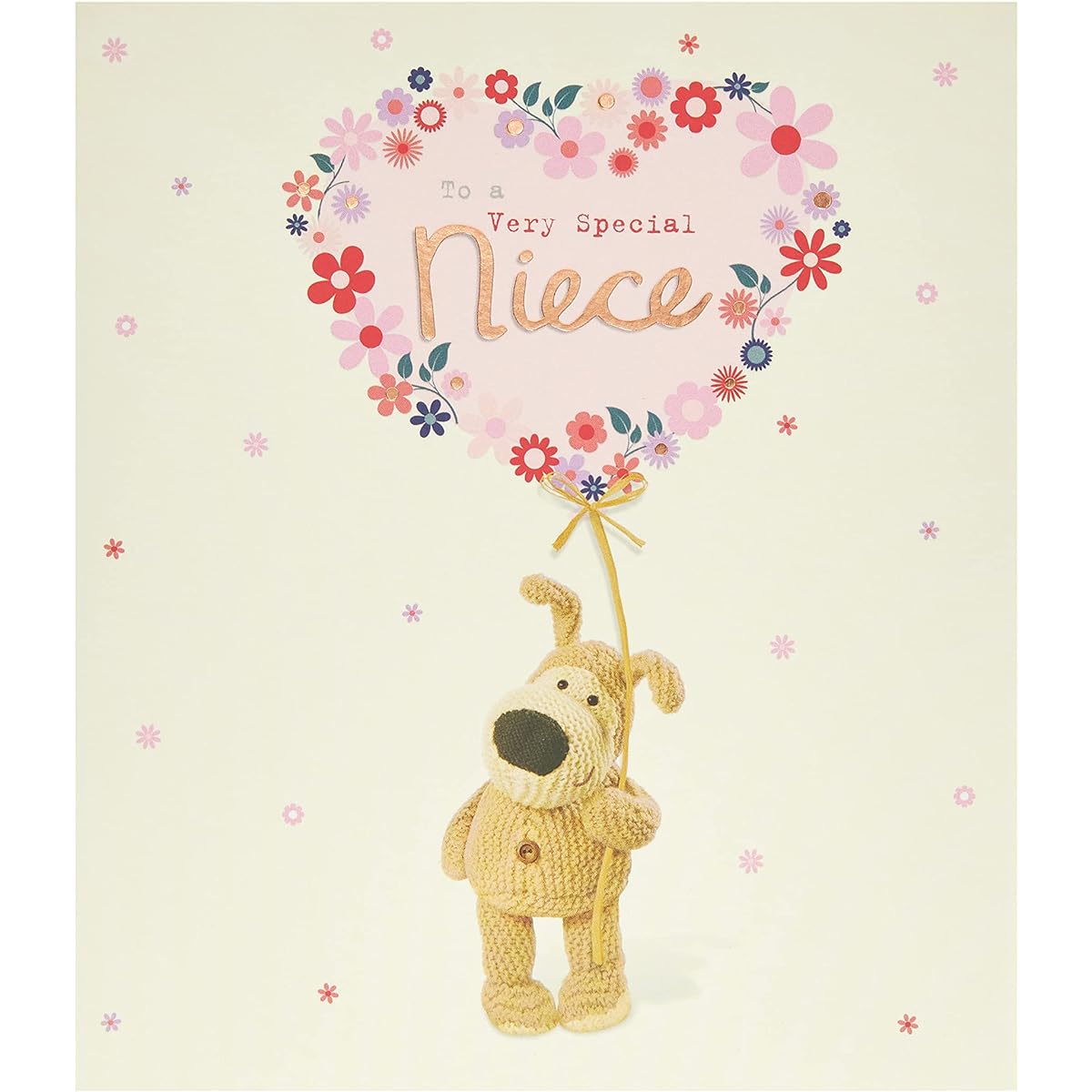 Boofle Birthday Card for Niece with Envelope, Cute Design, Large Flower Balloon, 737944-0-1, Multi, 159mm x 184mm