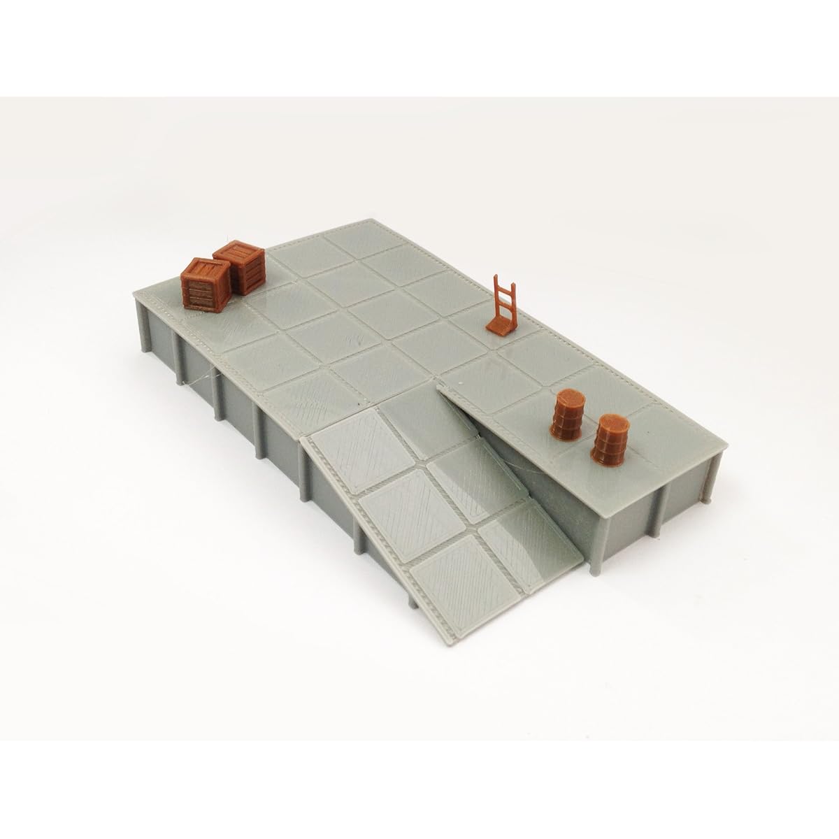 Outland Models Railway Platform/Loading Dock (Wide) w/Goods HO Scale